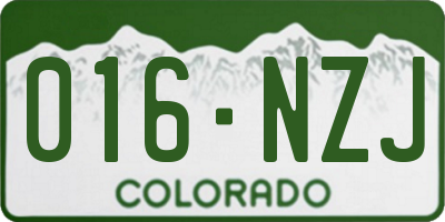 CO license plate 016NZJ