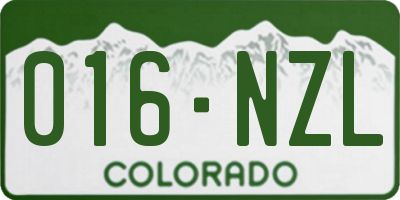 CO license plate 016NZL