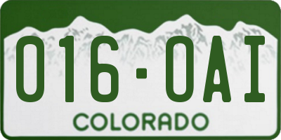 CO license plate 016OAI