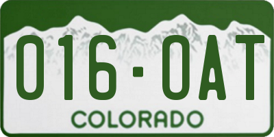 CO license plate 016OAT
