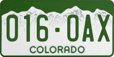 CO license plate 016OAX