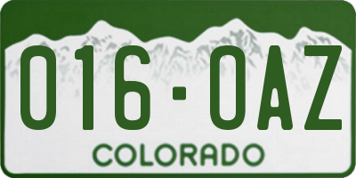 CO license plate 016OAZ