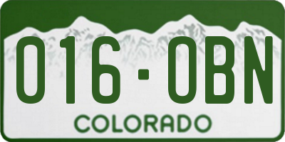 CO license plate 016OBN