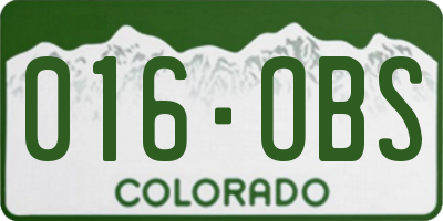 CO license plate 016OBS
