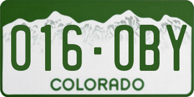 CO license plate 016OBY