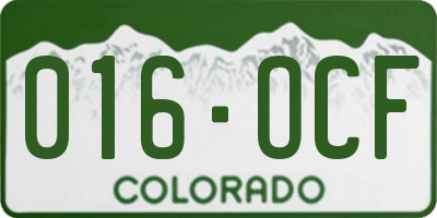 CO license plate 016OCF