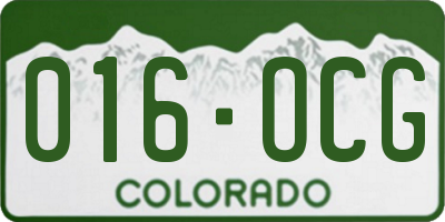 CO license plate 016OCG