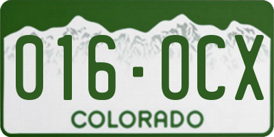 CO license plate 016OCX