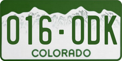 CO license plate 016ODK