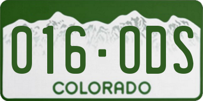 CO license plate 016ODS