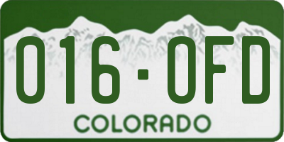 CO license plate 016OFD
