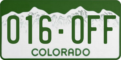 CO license plate 016OFF