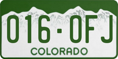 CO license plate 016OFJ