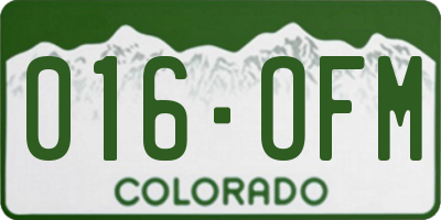 CO license plate 016OFM