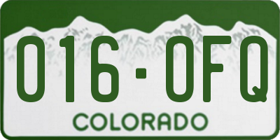CO license plate 016OFQ