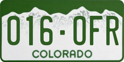 CO license plate 016OFR