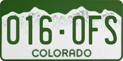CO license plate 016OFS