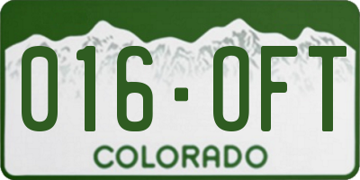 CO license plate 016OFT