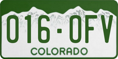 CO license plate 016OFV