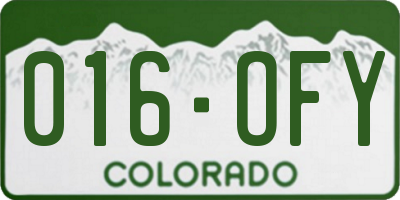 CO license plate 016OFY