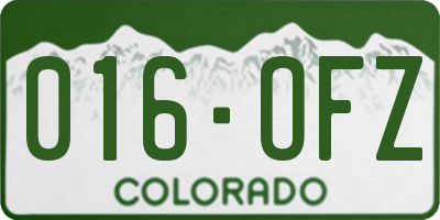 CO license plate 016OFZ
