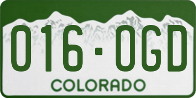 CO license plate 016OGD