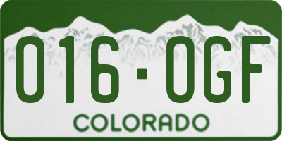 CO license plate 016OGF