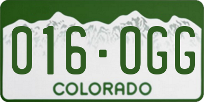 CO license plate 016OGG