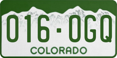 CO license plate 016OGQ