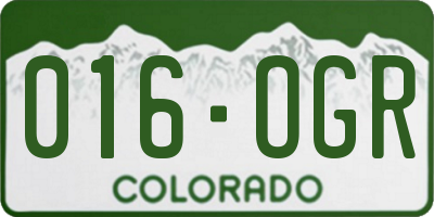 CO license plate 016OGR