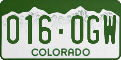 CO license plate 016OGW