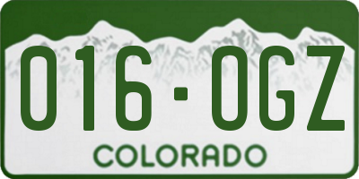 CO license plate 016OGZ