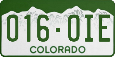 CO license plate 016OIE