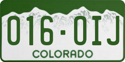CO license plate 016OIJ
