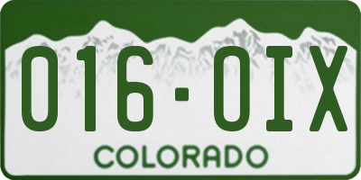 CO license plate 016OIX