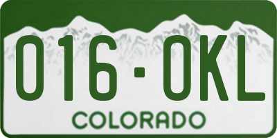 CO license plate 016OKL