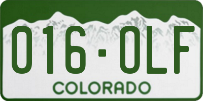 CO license plate 016OLF