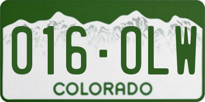 CO license plate 016OLW