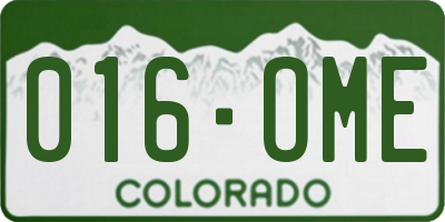 CO license plate 016OME