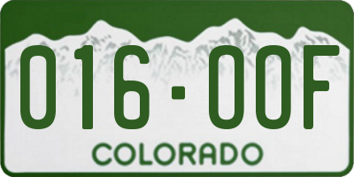 CO license plate 016OOF