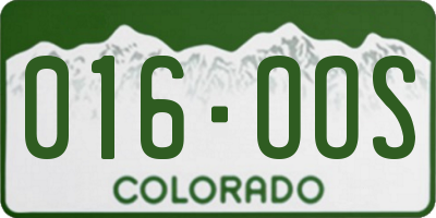 CO license plate 016OOS
