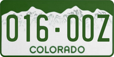 CO license plate 016OOZ