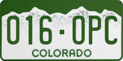 CO license plate 016OPC