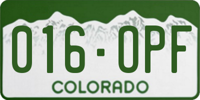 CO license plate 016OPF