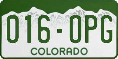 CO license plate 016OPG