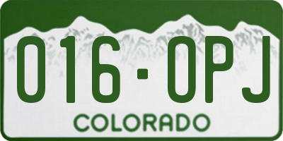 CO license plate 016OPJ