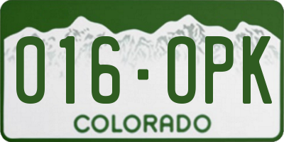 CO license plate 016OPK