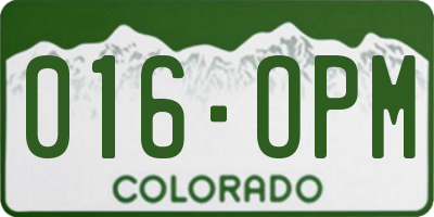 CO license plate 016OPM