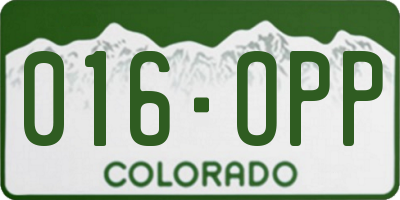 CO license plate 016OPP