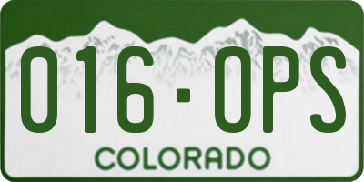 CO license plate 016OPS
